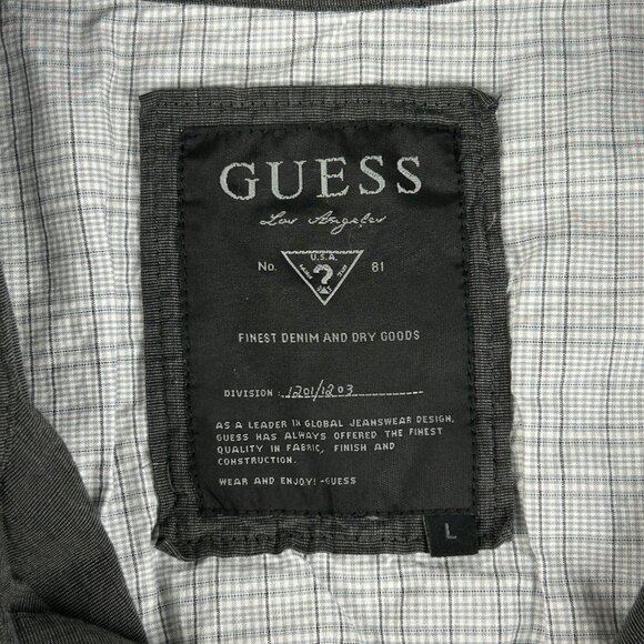 Guess Shirt Mens L Pearl Snaps Embroidered Grey Contrast Trim Western Cowboy - Picture 13 of 15